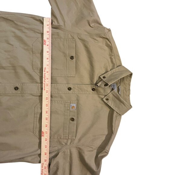 Carhartt Mens Relaxed Fit Button-Up Khaki Shirt Size M - Picture 6 of 8